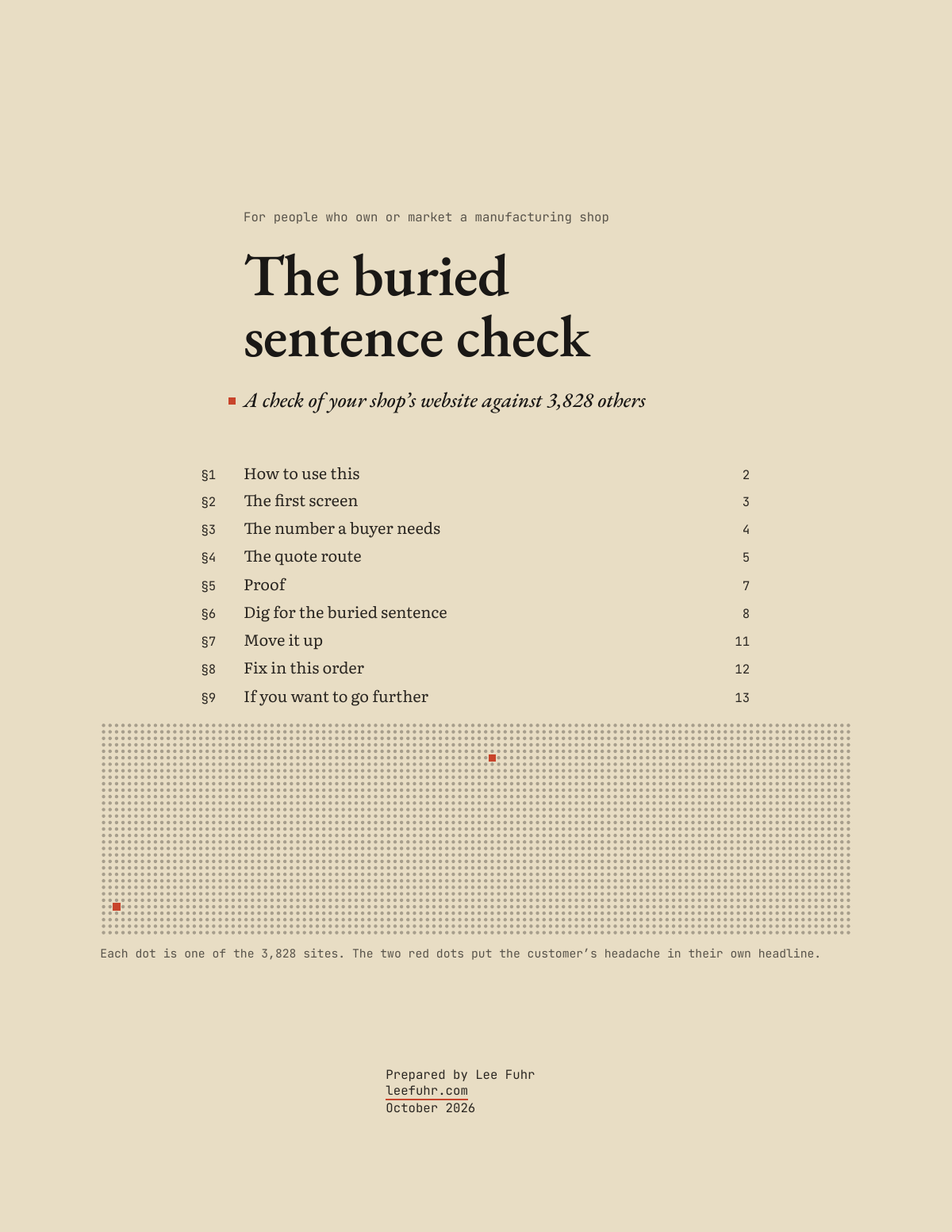 The cover of the buried sentence check, a printable PDF